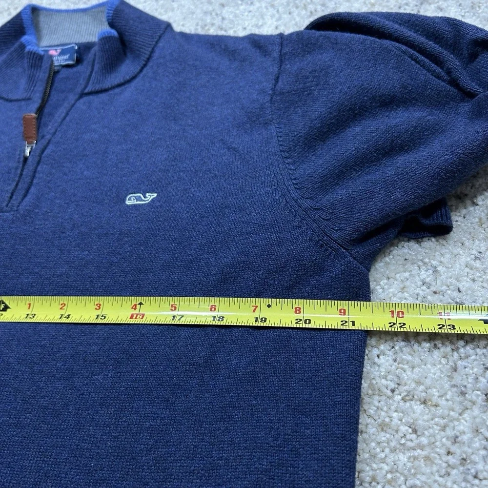 Vineyard Vines Sweater Mens Navy Quarter Zip Mock Neck Pullover Cotton SZ M